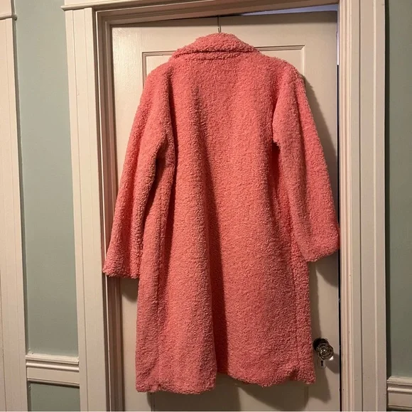 NWT ASOS Daisy Street Oversized Longline Coat Pink Teddy Fleece Size US 8 - Picture 4 of 4
